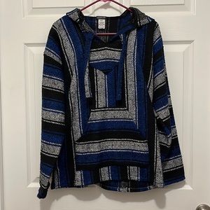 Blue baja poncho hoodie